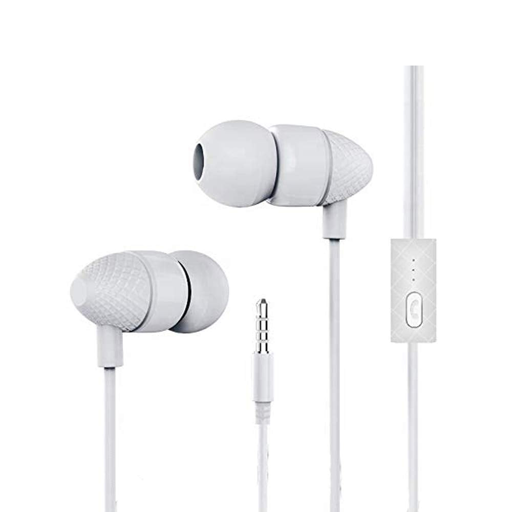 Universal 3.5mm Jack Wired Headphones with Mic – Strong Bass In‑Ear Earphones for All Smartphones (White, Black)
