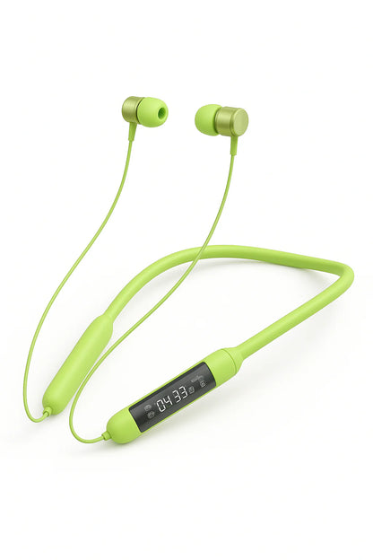 Neckband Bluetooth Earphones with Transparent Design, Up to 40H Playtime, Bluetooth 5.2, Advanced Audio Features, HD Voice, Premium Fit (Green)