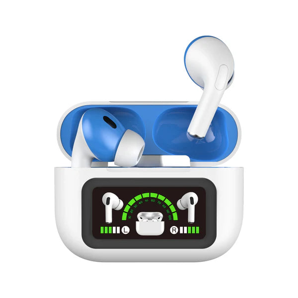 AIRPODS DISPLAY ENC GEN 3 – Wireless Earbuds with 40H Music Playtime, 30H Talk Time, Type-C Fast Charging, IPX5 Waterproof, Bluetooth 5.4, 15m Range, 250mAh Battery & 14mm Drivers (Black, White, Blue, Green)