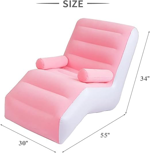 Inflatable Single Air Sofa with Electric Pump – Comfortable Portable Lounger Couch for Indoor, Outdoor & Beach Use (Pink)
