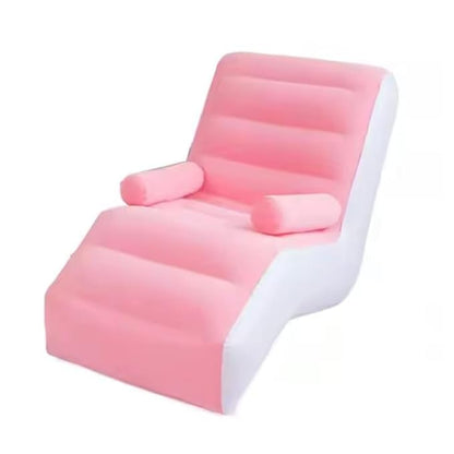 Inflatable Single Air Sofa with Electric Pump – Comfortable Portable Lounger Couch for Indoor, Outdoor & Beach Use (Pink)