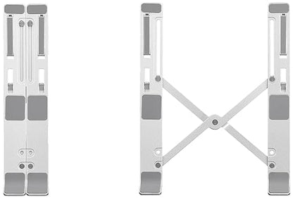 6-Angle Adjustable Aluminum Ergonomic Foldable Portable Tabletop Laptop & Desktop Riser Stand – Heat-Dissipation Design (Silver)