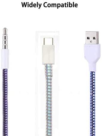 Spiral Metallic Finish Cable Protector, 1.2 Meter Full-Size Cord Saver for iPhone & Android USB Charging Cables, Earphones & Lightning Cable (Red)