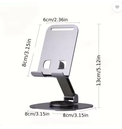 Heavy Metal 360° Adjustable Phone Stand for Desk – Sturdy Anti-Slip Mobile Holder, Rotatable & Foldable Tabletop Stand, Compatible with All Smartphones (Metal Silver)