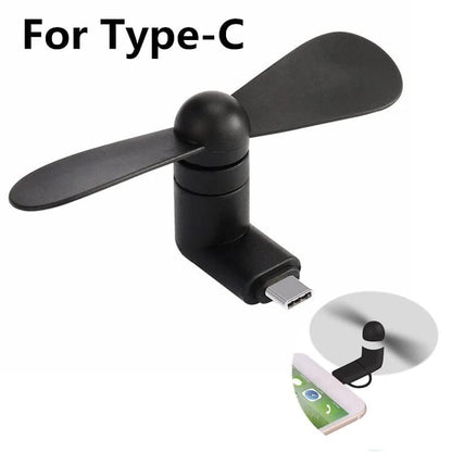 Mini Type-C USB Portable Fan – Compact & Lightweight Cooling Solution (White, Blue, Pink, Green, Black, Orange)