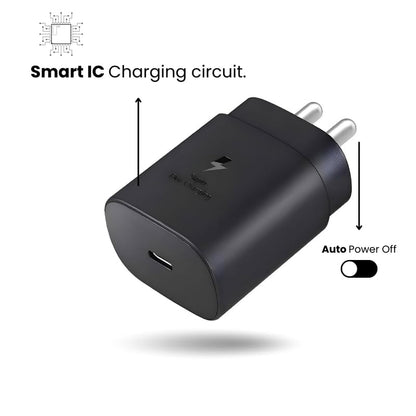 Samsung 25W Super Fast Charging USB-C PD Charger Adapter – Type-C Fast Charge Wall Charger (Black)