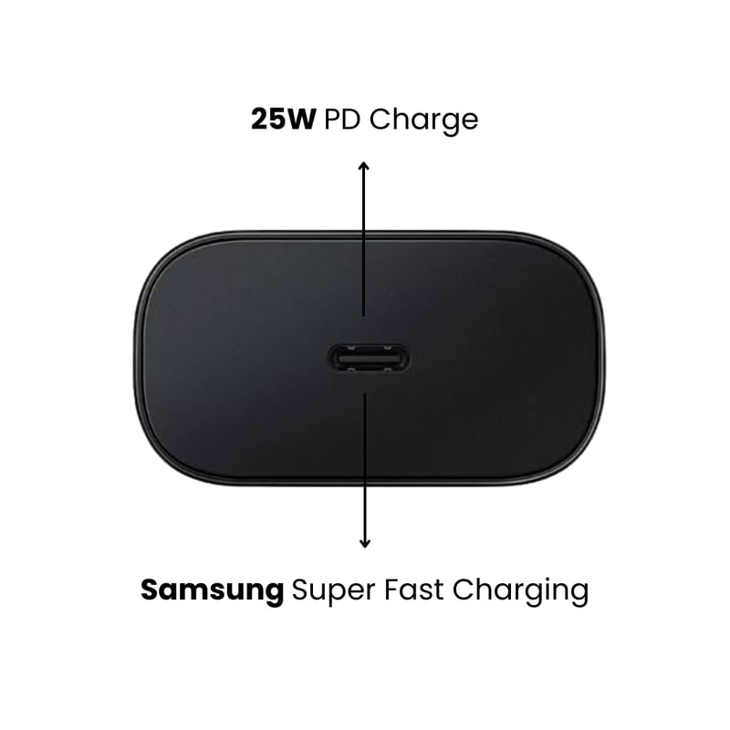Samsung 25W Super Fast Charging USB-C PD Charger Adapter – Type-C Fast Charge Wall Charger (Black)