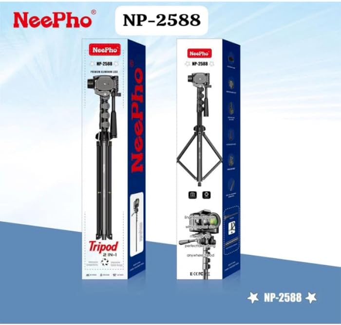 NP2588 72-Inch Tripod with Monopod – Versatile, Easy-to-Use Tripod for Indoor & Outdoor Photo and Video Recording (Black)