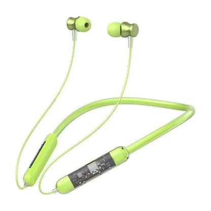 Neckband Bluetooth Earphones with Transparent Design, Up to 40H Playtime, Bluetooth 5.2, Advanced Audio Features, HD Voice, Premium Fit (Green)