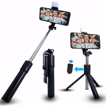 R1s 3-in-1 Professional Selfie Stick & Portable Tripod Stand for Mobile Phones – Perfect for Vlogging, Travel and YouTube – Compatible with All Smartphones (70 cm, Black)