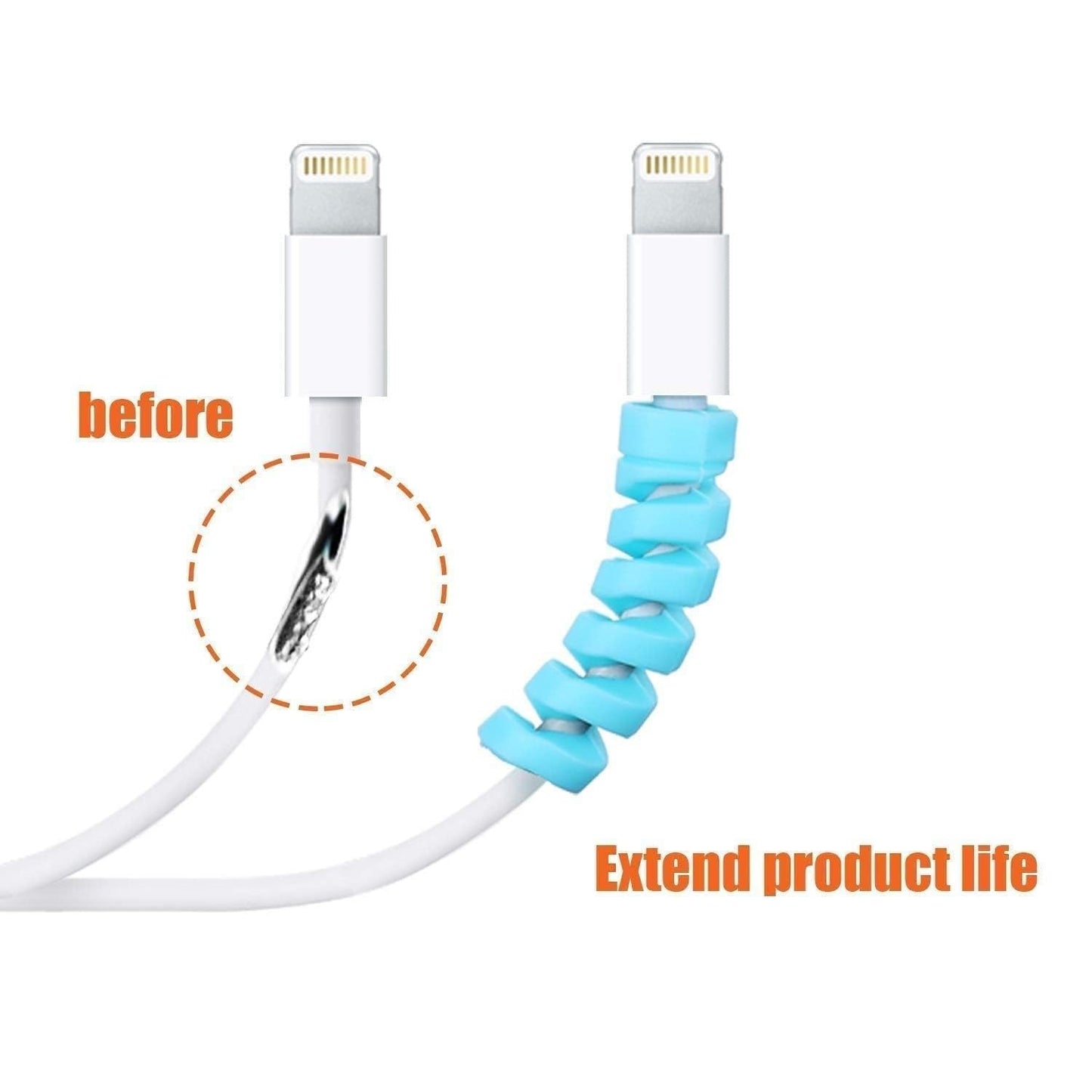 Twist Cable Protector Silicone Charger Cable Saver for USB Cables, Data Cables and Earphones – Set of 4 (Black, Blue, Pink, Green)