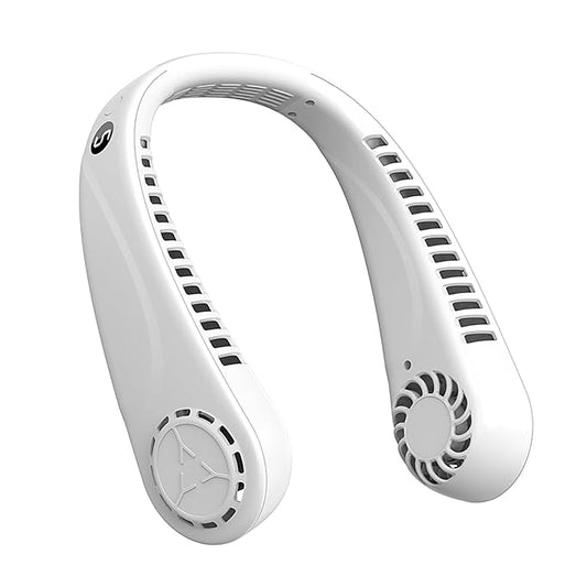 Portable Hands-Free Neck Fan, Bladeless Wearable Personal Fan with 5 Speed Modes, 4000mAh Rechargeable Battery, Twistable Design (White, Pink, Blue, Green)