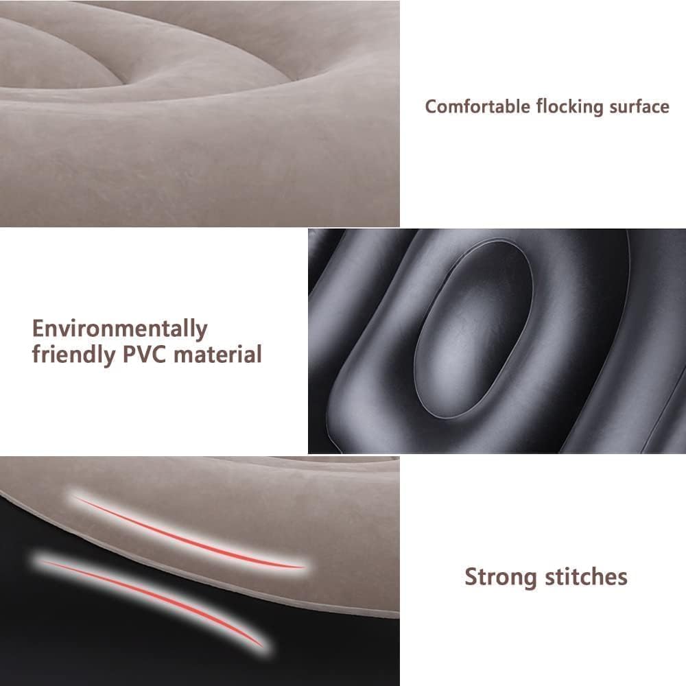 Inflatable Chair Sofa with Footstool – Portable Indoor & Outdoor Recliner Couch with Air Pump (Brown)