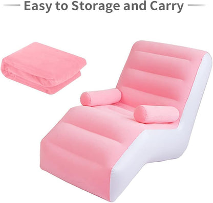 Inflatable Single Air Sofa with Electric Pump – Comfortable Portable Lounger Couch for Indoor, Outdoor & Beach Use (Pink)