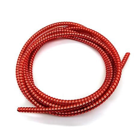 Spiral Metallic Finish Cable Protector, 1.2 Meter Full-Size Cord Saver for iPhone & Android USB Charging Cables, Earphones & Lightning Cable (Red)