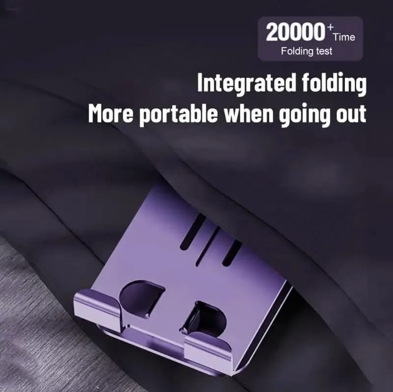 Heavy Metal 360° Adjustable Phone Stand for Desk – Sturdy Anti-Slip Mobile Holder, Rotatable & Foldable Tabletop Stand, Compatible with All Smartphones (Metal Silver)