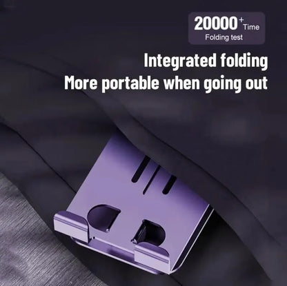 Heavy Metal 360° Adjustable Phone Stand for Desk – Sturdy Anti-Slip Mobile Holder, Rotatable & Foldable Tabletop Stand, Compatible with All Smartphones (Metal Silver)