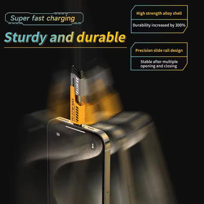 65W 4-in-1 Fast Charging Cable – USB-C, USB-A, Lightning, Micro USB, 1.2m Braided Cable, 3.1A Quick Charge, 480Mbps Data Transfer, Durable Metal Connectors (Black)