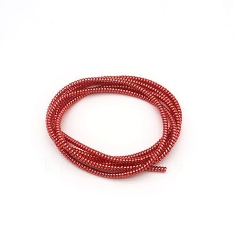 Spiral Metallic Finish Cable Protector, 1.2 Meter Full-Size Cord Saver for iPhone & Android USB Charging Cables, Earphones & Lightning Cable (Red)