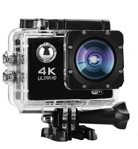 4K Action Camera – Ultra HD Waterproof Video Camera with Wi-Fi, 170° Wide-Angle Lens, Image Stabilization & Multiple Mounts – Ideal for Snorkeling (Black)