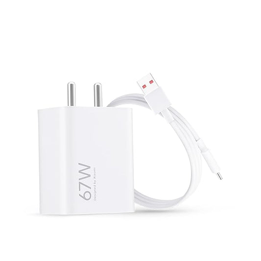 Mi Xiaomi 67W Fast Charger Combo with Qualcomm Quick Charge 3.0 + USB-C 6A Fast Charging Cable – Compatible with Mobile, Laptop & Power Bank (White)