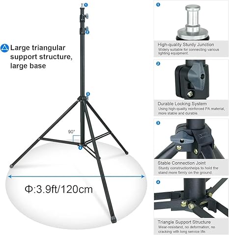 NP-9988 NeePho 7ft Heavy Duty Video Light Stand Tripod for Camera, Camcorder & Photography Lighting (Black)
