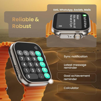 T900 Ultra Smartwatch – 1.95" Screen, BT Calling, Working Crown, Zinc Alloy Frame, 900nits Brightness, AI Voice Assistant, SpO2 Monitoring, 120+ Sports Modes (Black Strap)