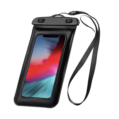 TPU Universal Waterproof Pouch with HD Clarity, Floating Design, Triple-Layer Lock & Hands-Free Lanyard – Perfect for Swimming, Boating, Pool, Beach (Black)