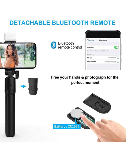 R1s 3-in-1 Professional Selfie Stick & Portable Tripod Stand for Mobile Phones – Perfect for Vlogging, Travel and YouTube – Compatible with All Smartphones (70 cm, Black)