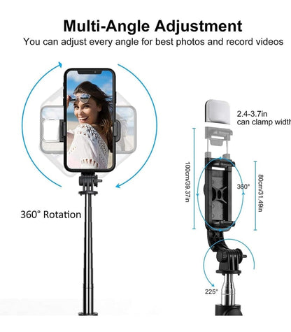 R1s 3-in-1 Professional Selfie Stick & Portable Tripod Stand for Mobile Phones – Perfect for Vlogging, Travel and YouTube – Compatible with All Smartphones (70 cm, Black)