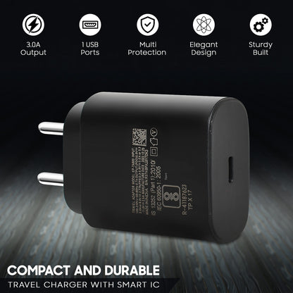 Samsung 25W Super Fast Charging USB-C PD Charger Adapter – Type-C Fast Charge Wall Charger (Black)