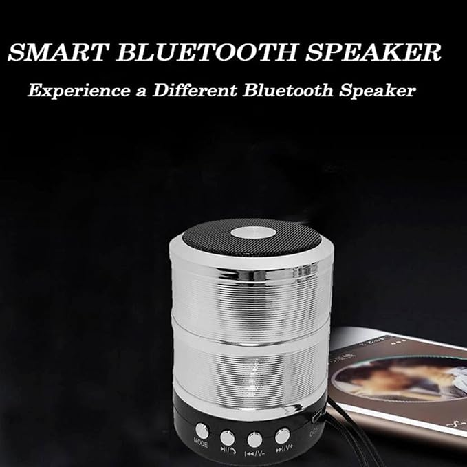 Rock Music RM-887 Bluetooth Wireless Speaker – Portable Compact Speaker with Clear Sound & Strong Bass (Silver)