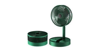Portable Folding USB Table Fan – Rechargeable Mini Desk Fan with Adjustable Telescopic Stand, 3 Speeds, 6.5-Inch, 3000mAh Battery – Ideal for Home, Office, Kitchen, Camping & Outdoor (Green)