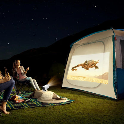 Mini Projector HY300 PRO – Portable 4K/1080P Video Projector with Dual-Band WiFi6 5G, Bluetooth 5.2, Android 11, 180° Rotatable, Auto Keystone, 35"-130" Screen (White)