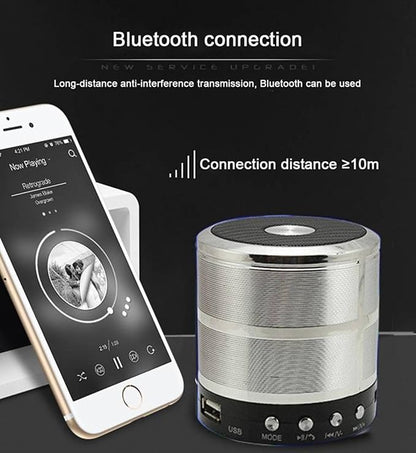 Rock Music RM-887 Bluetooth Wireless Speaker – Portable Compact Speaker with Clear Sound & Strong Bass (Silver)