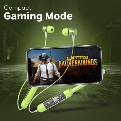 Neckband Bluetooth Earphones with Transparent Design, Up to 40H Playtime, Bluetooth 5.2, Advanced Audio Features, HD Voice, Premium Fit (Green)