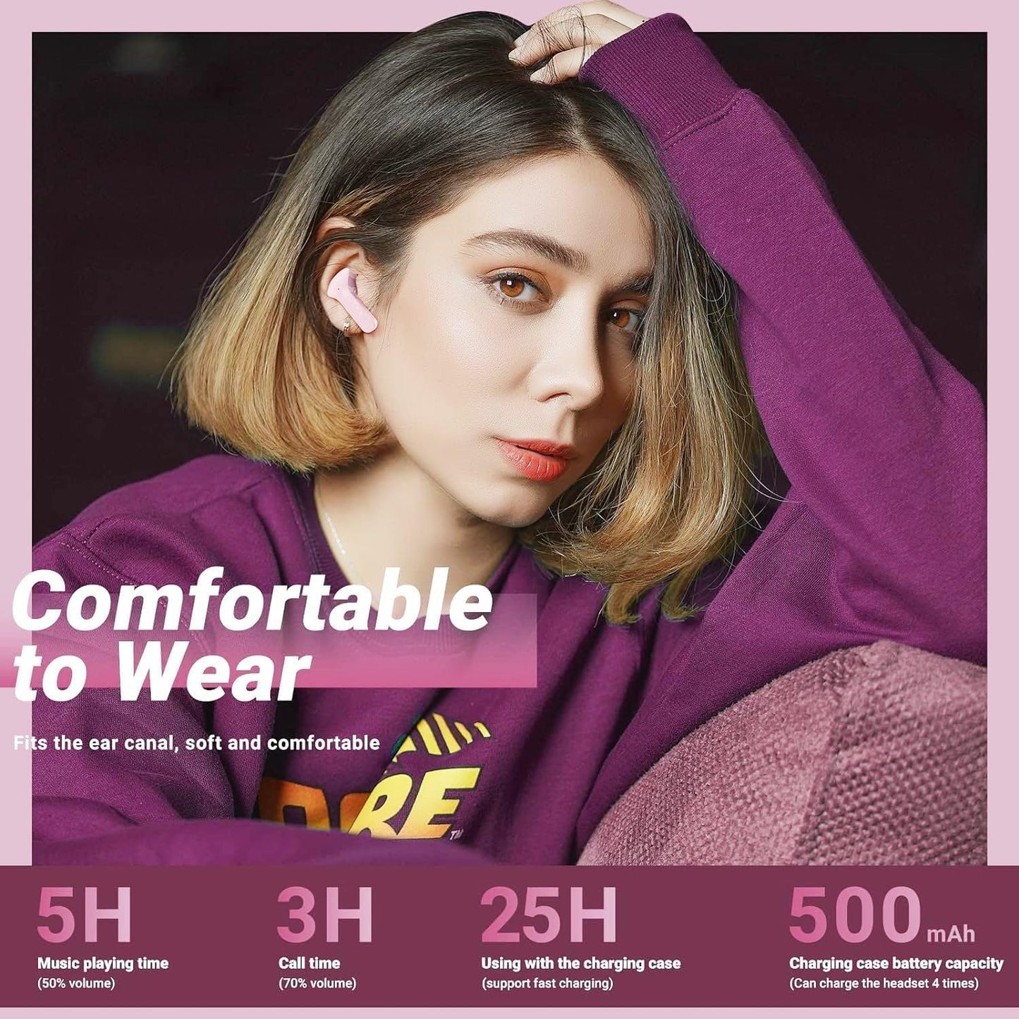 Ultrapods Max TWS Wireless Earbuds – ANC, Bluetooth 5.3, 24H Playtime, Gaming Mode, Built-in HD Mic (Black, White, Blue, Pink, Green)