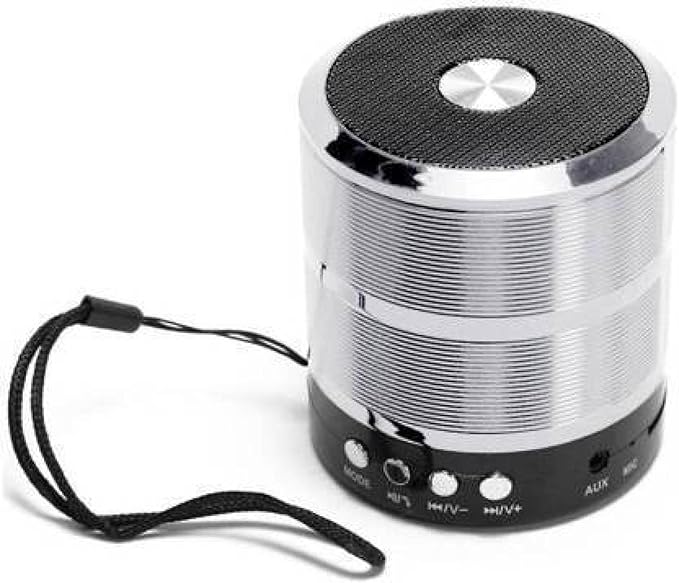 Rock Music RM-887 Bluetooth Wireless Speaker – Portable Compact Speaker with Clear Sound & Strong Bass (Silver)