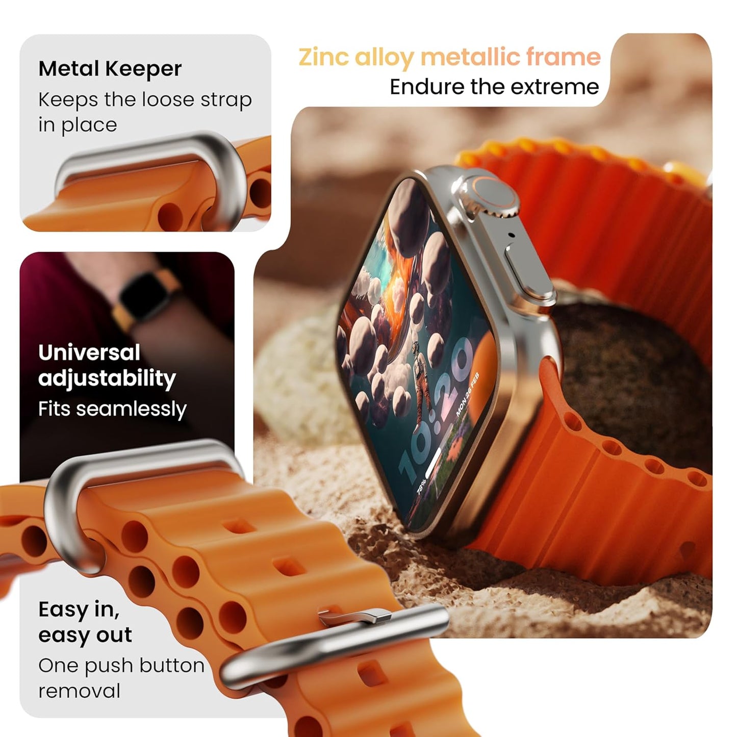 T900 Ultra Smartwatch – 1.95" Screen, BT Calling, Working Crown, Zinc Alloy Frame, 900nits Brightness, AI Voice Assistant, SpO2 Monitoring, 120+ Sports Modes (Black Strap)