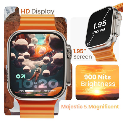 T900 Ultra Smartwatch – 1.95" Screen, BT Calling, Working Crown, Zinc Alloy Frame, 900nits Brightness, AI Voice Assistant, SpO2 Monitoring, 120+ Sports Modes (Black Strap)