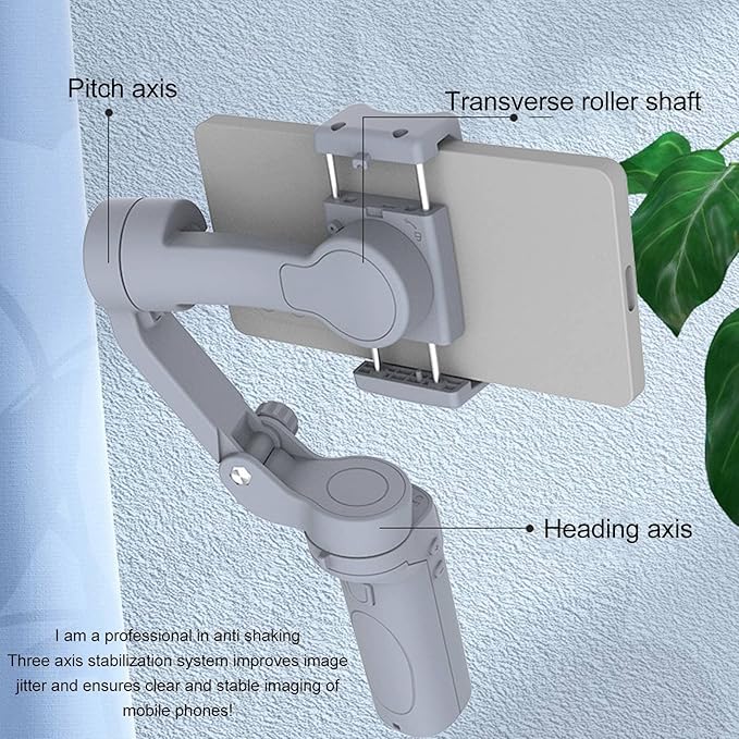 Fitgear FG-F5 3-Axis Foldable Smartphone Gimbal Stabilizer with Tripod – Handheld Vlogging Stabilizer for Face Tracking, Video Recording & YouTube Content Creation (White)