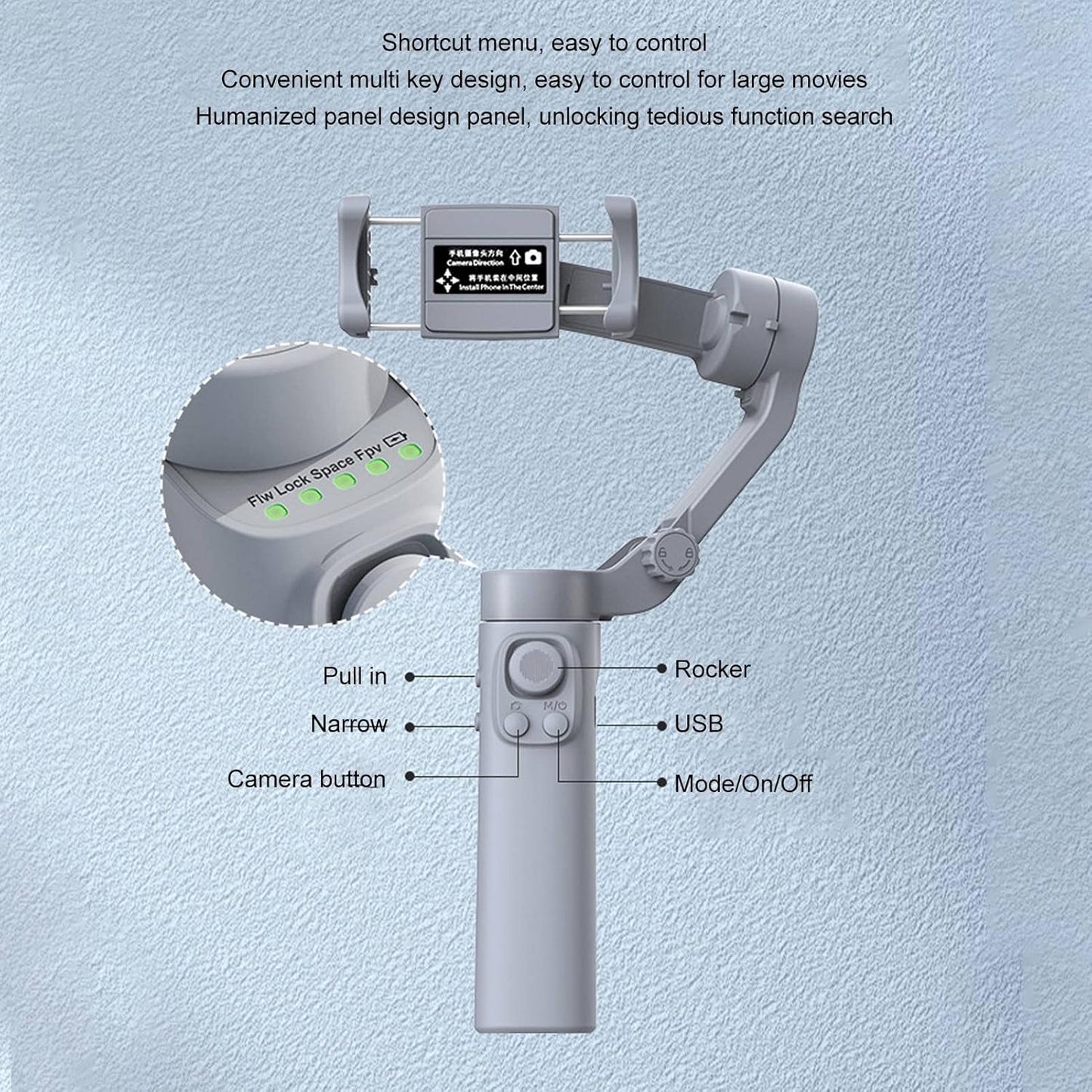 Fitgear FG-F5 3-Axis Foldable Smartphone Gimbal Stabilizer with Tripod – Handheld Vlogging Stabilizer for Face Tracking, Video Recording & YouTube Content Creation (White)