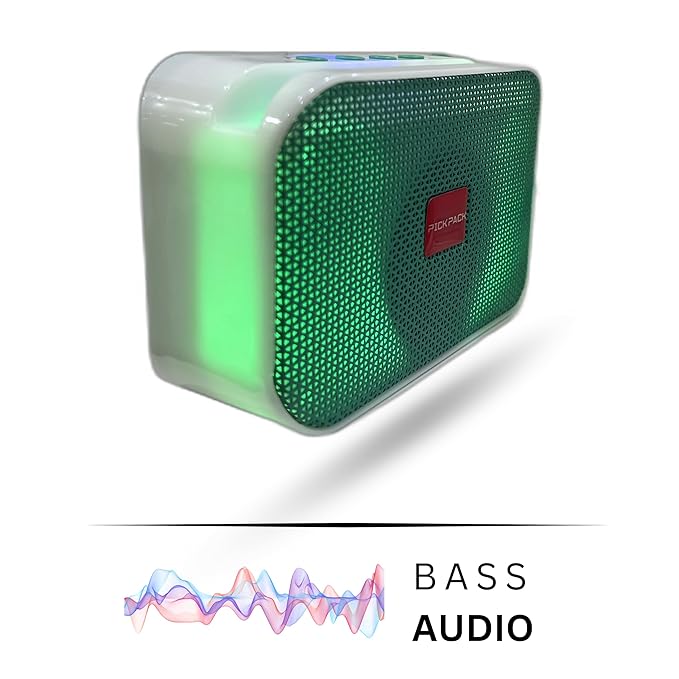 PickPack BT-1103 Upgraded Wireless Bluetooth Speaker with Disco LED, FM Radio, USB & TF Card Support (Green)
