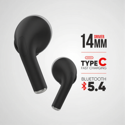 AIRPODS DISPLAY ENC GEN 3 – Wireless Earbuds with 40H Music Playtime, 30H Talk Time, Type-C Fast Charging, IPX5 Waterproof, Bluetooth 5.4, 15m Range, 250mAh Battery & 14mm Drivers (Black, White, Blue, Green)