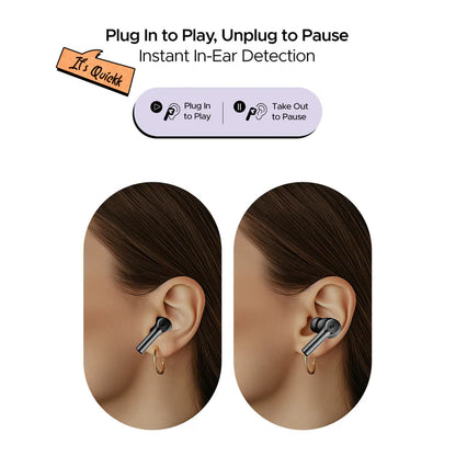 boAt Airdopes 300 Wireless Earbuds with 50 Hours Playback, Quad Mics with AI ENx™ Tech, ASAP™ Charge, Spatial Audio (Black)