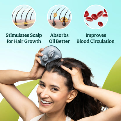 Caresmith Revive Scalp Massager with 96 Silicone Kneading Points, Detachable & Washable Heads, Electric Scalp, Head & Body Massager for Hair Growth and Relaxation (Green)