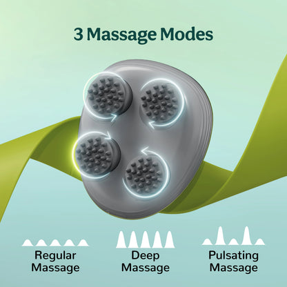 Caresmith Revive Scalp Massager with 96 Silicone Kneading Points, Detachable & Washable Heads, Electric Scalp, Head & Body Massager for Hair Growth and Relaxation (Green)