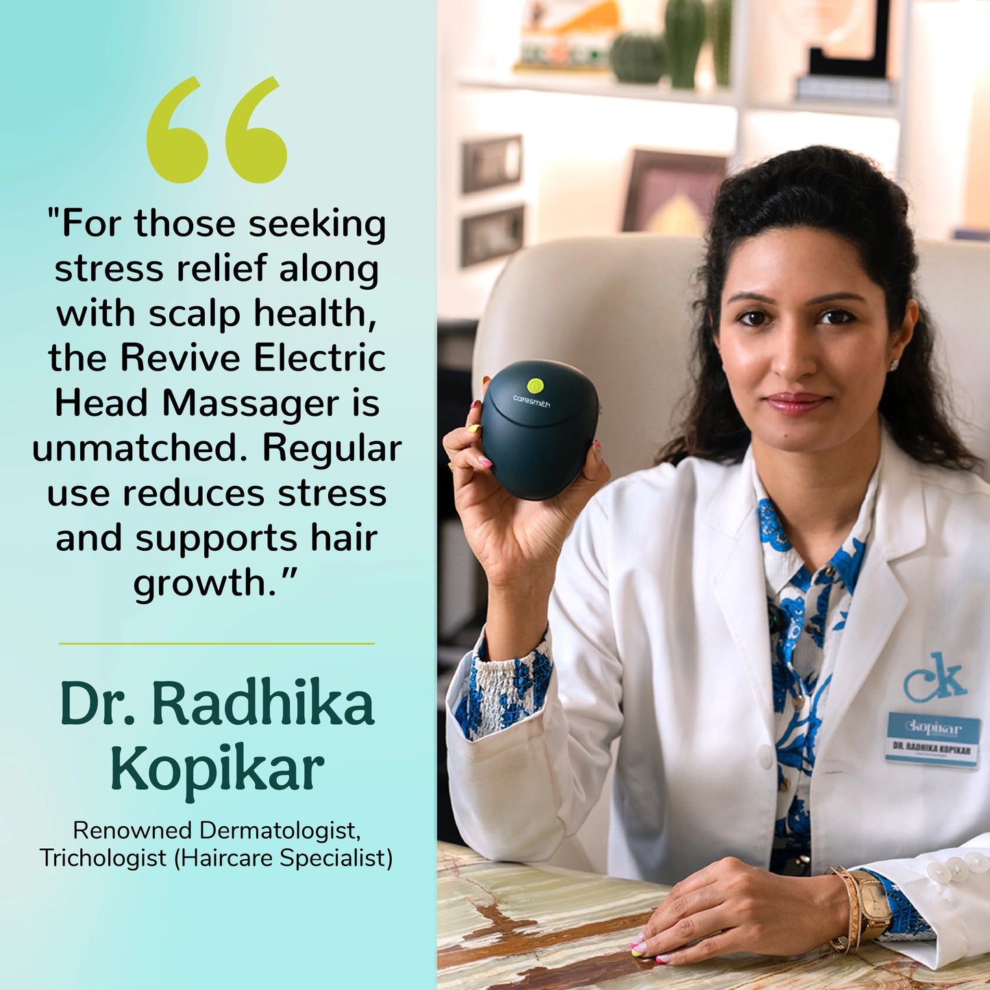 Caresmith Revive Scalp Massager with 96 Silicone Kneading Points, Detachable & Washable Heads, Electric Scalp, Head & Body Massager for Hair Growth and Relaxation (Green)