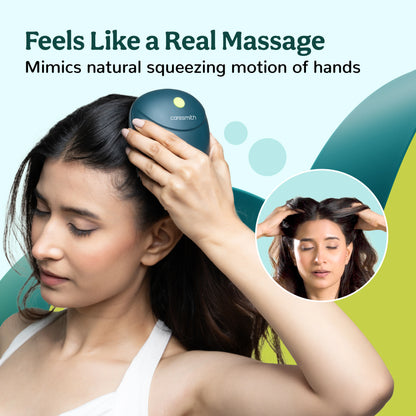 Caresmith Revive Scalp Massager with 96 Silicone Kneading Points, Detachable & Washable Heads, Electric Scalp, Head & Body Massager for Hair Growth and Relaxation (Green)