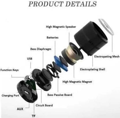 Rock Music RM-887 Bluetooth Wireless Speaker – Portable Compact Speaker with Clear Sound & Strong Bass (Silver)